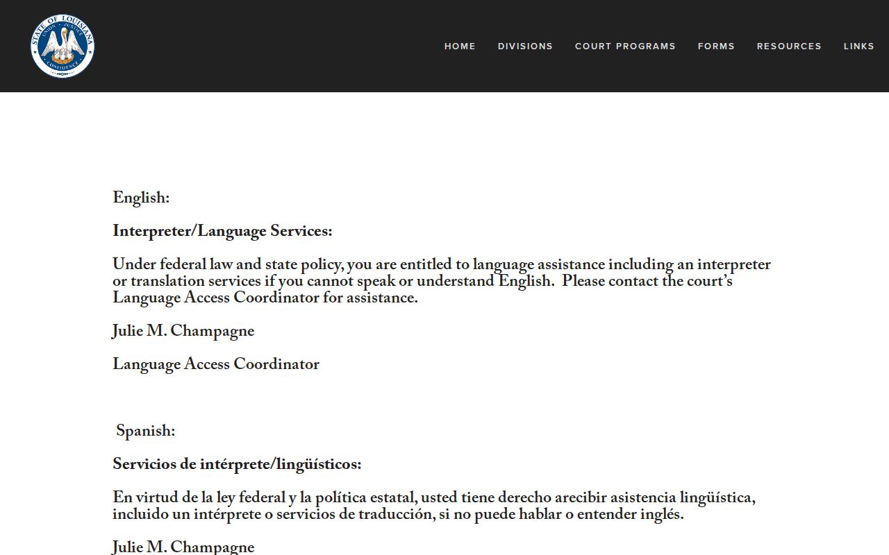 Destrehan court docket language access services at the 29th JDC