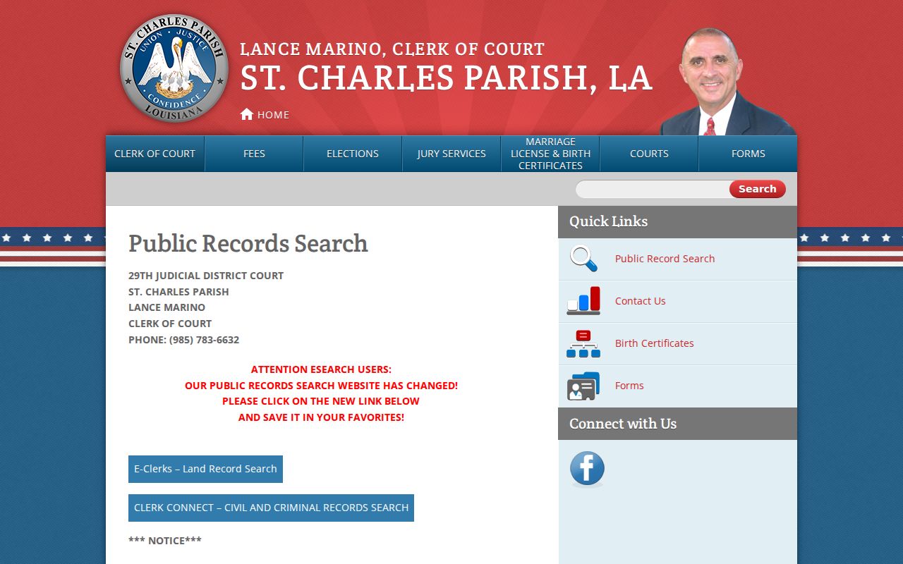 St. Charles Parish court docket public records search portal