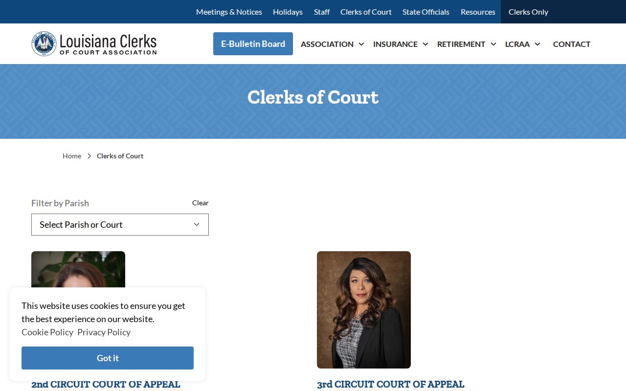 St. Charles Parish case search source for the Louisiana Clerks of Court directory