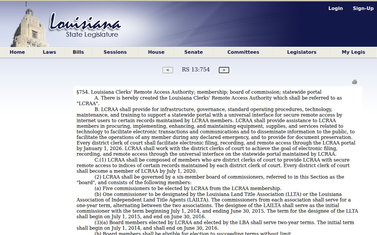 St. Charles Parish civil docket Louisiana remote access statute