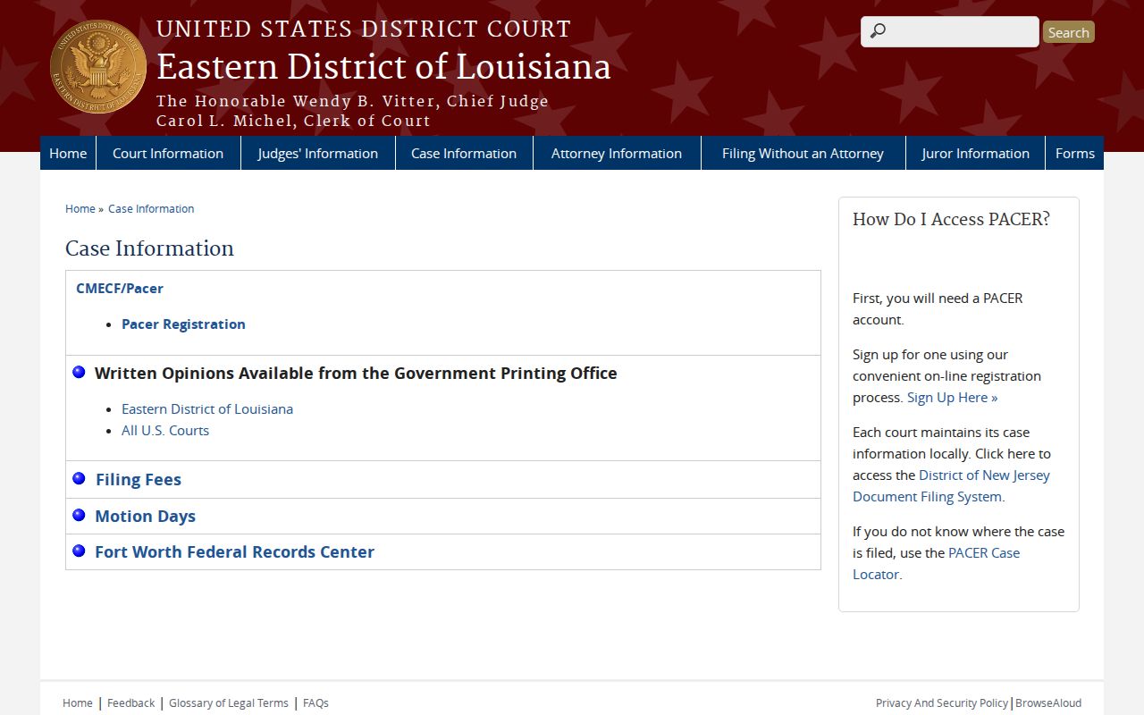 St. Charles Parish court records Eastern District PACER and CM ECF case information