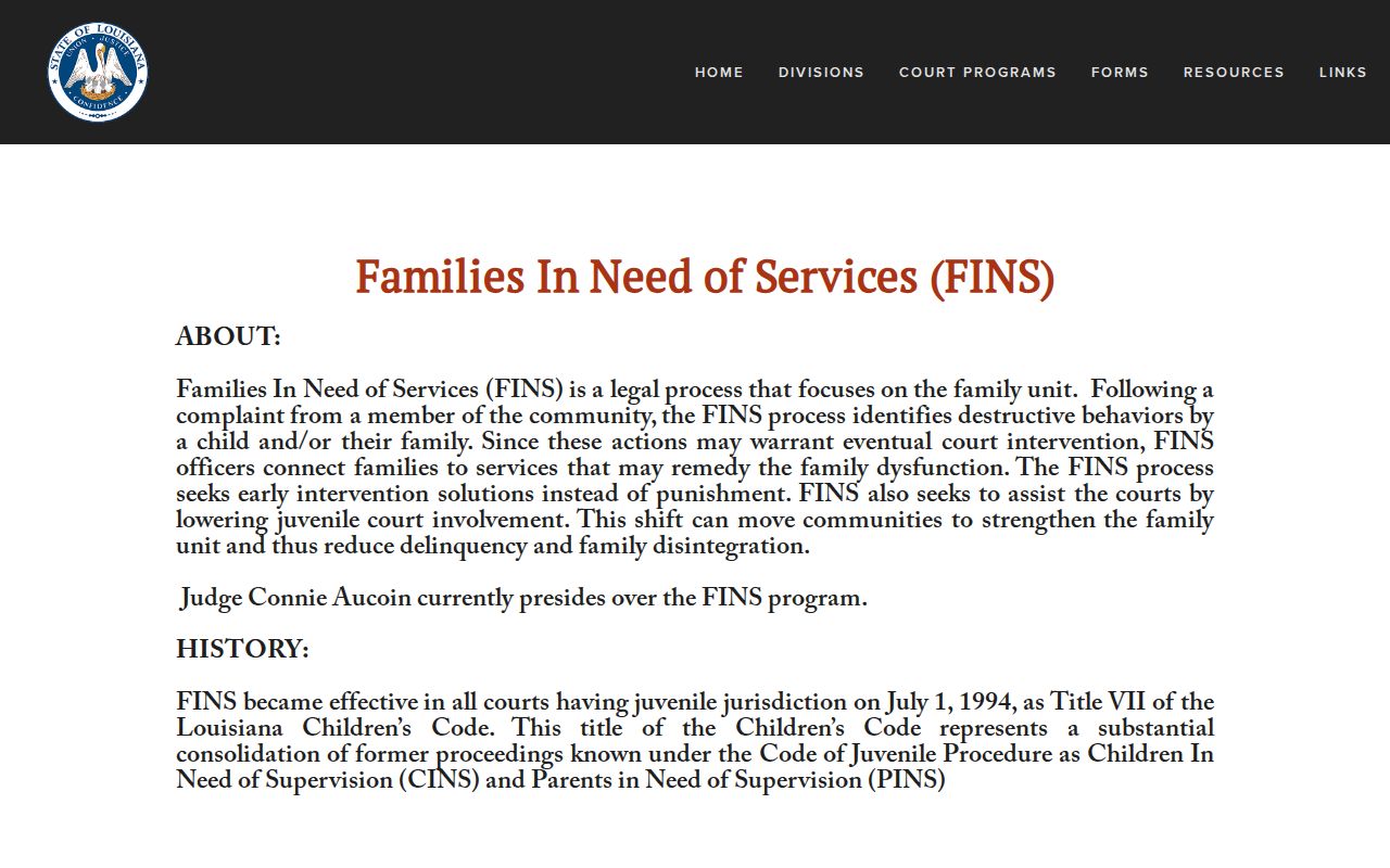 St. Charles Parish criminal docket Families In Need of Services information
